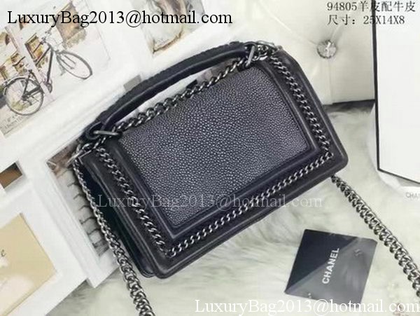 Boy Chanel Top Handle Flap Bag Calfskin A94805 Black