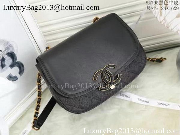 Chanel Flap Shoulder Bag Calfskin Leather A94795 Black