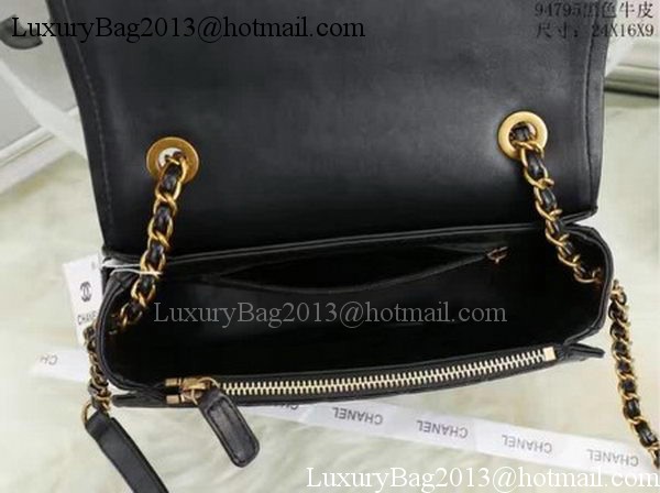 Chanel Flap Shoulder Bag Calfskin Leather A94795 Black