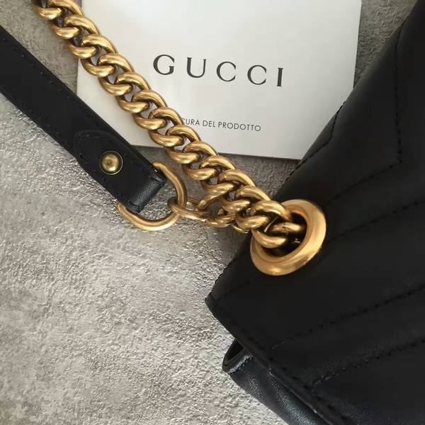 Gucci GG Marmont Sheenskin Shoulder Bag 443497A Black