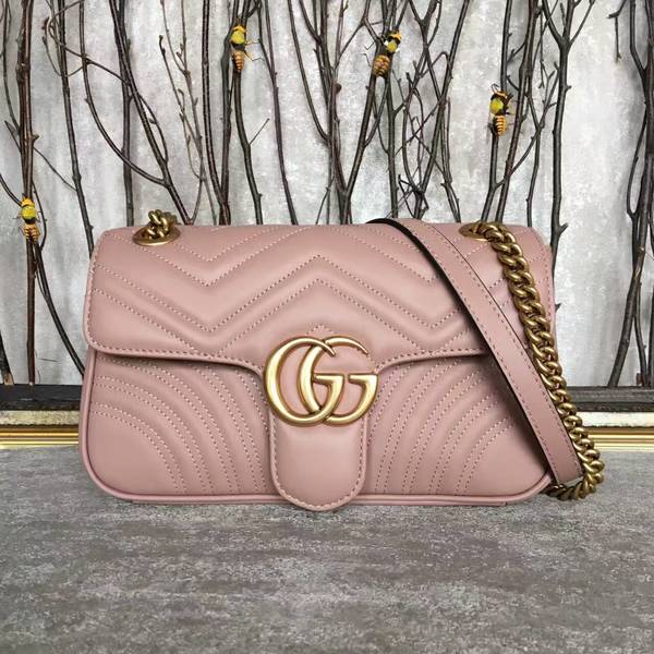 Gucci GG Marmont Sheenskin Shoulder Bag 443497A Light Pink