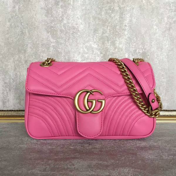 Gucci GG Marmont Sheenskin Shoulder Bag 443497A Pink