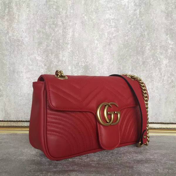 Gucci GG Marmont Sheenskin Shoulder Bag 443497A Red