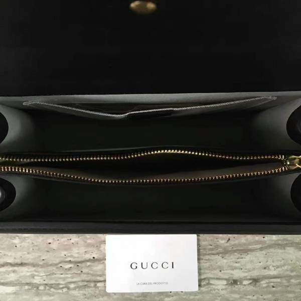 Gucci Now Bamboo Smooth Leather Top Handle Bag 448075 Black&Greed&Red