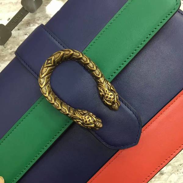 Gucci Now Bamboo Smooth Leather Top Handle Bag 448075 Blue&Green&Red
