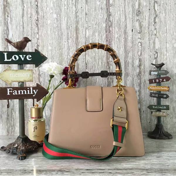 Gucci Now Bamboo Smooth Leather Top Handle Bag 448075 Camel&Green&Red