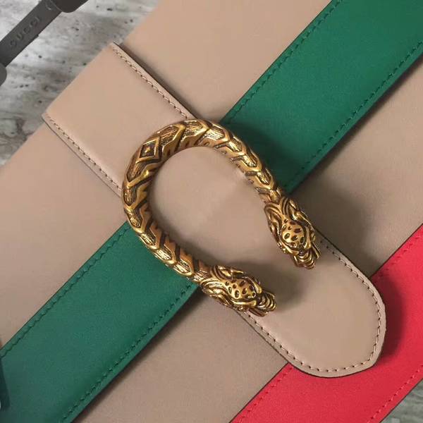 Gucci Now Bamboo Smooth Leather Top Handle Bag 448075 Camel&Green&Red