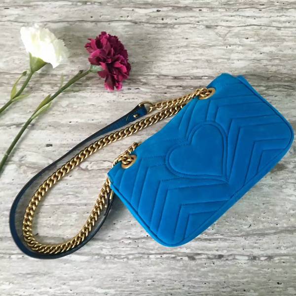 Gucci GG Marmont Suede Leather Mini Shoulder Bag 446744 Blue