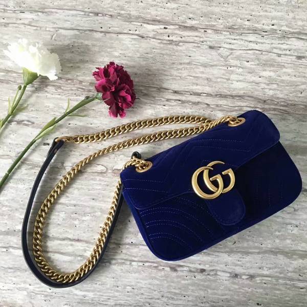 Gucci GG Marmont Suede Leather Mini Shoulder Bag 446744 Dark Blue