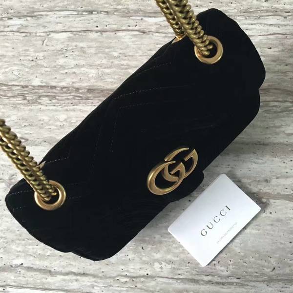 Gucci GG Marmont Suede Leather Medium Shoulder Bag 443497 Black