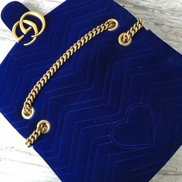 Gucci GG Suede Leather Shoulder Bag 443496 Dark Blue