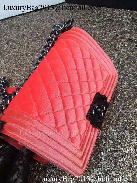 Boy Chanel Flap Shoulder Bag Original Velvet Leather A67085 Orange