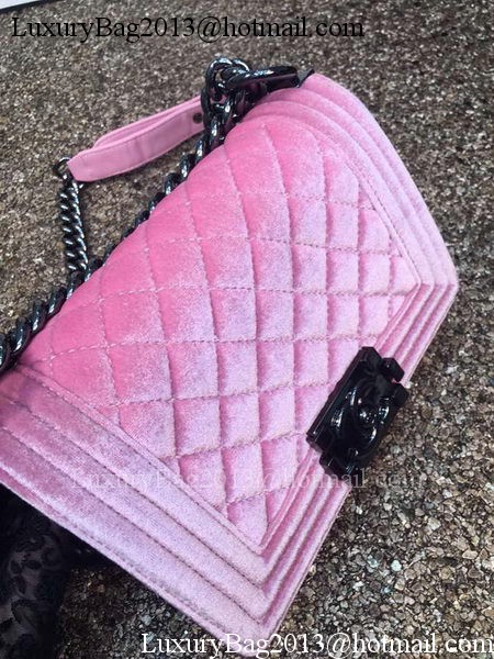 Boy Chanel Flap Shoulder Bag Original Velvet Leather A67085 Pink
