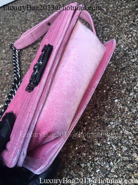 Boy Chanel Flap Shoulder Bag Original Velvet Leather A67085 Pink