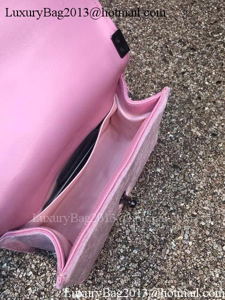 Boy Chanel Flap Shoulder Bag Original Velvet Leather A67085 Pink