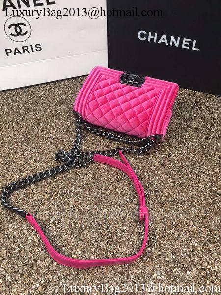 Boy Chanel Flap Shoulder Bag Original Velvet Leather A67085 Rose
