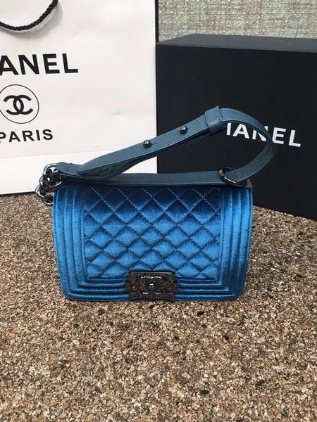 Boy Chanel Flap Shoulder Bag Original Velvet Leather A67085 Royal