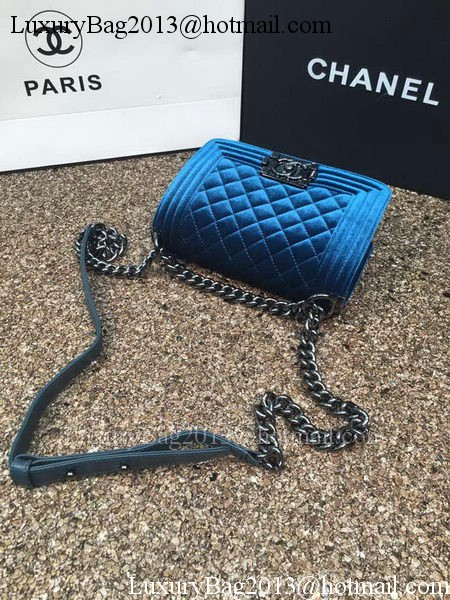 Boy Chanel Flap Shoulder Bag Original Velvet Leather A67085 Royal