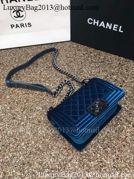 Boy Chanel Flap Shoulder Bag Original Velvet Leather A67085 Royal