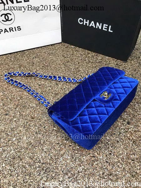 Chanel 2.55 Series Flap Bags Original Blue Velvet Leather A1112 Gold