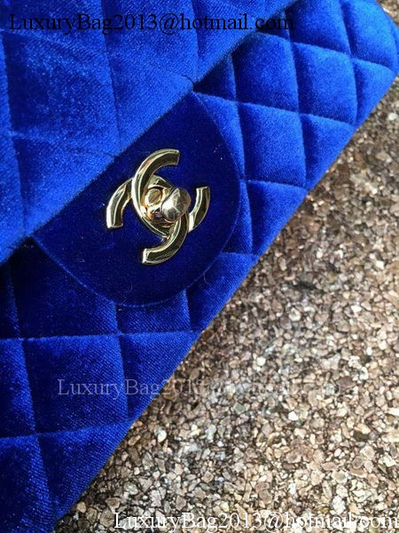 Chanel 2.55 Series Flap Bags Original Blue Velvet Leather A1112 Gold