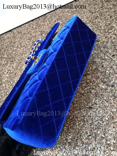 Chanel 2.55 Series Flap Bags Original Blue Velvet Leather A1112 Gold