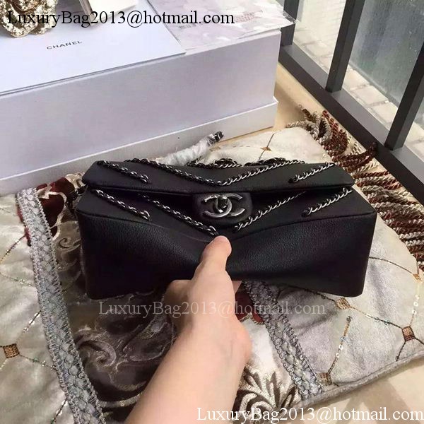 Chanel 2.55 Series Flap Bags Original Deerskin Leather A1112 Black