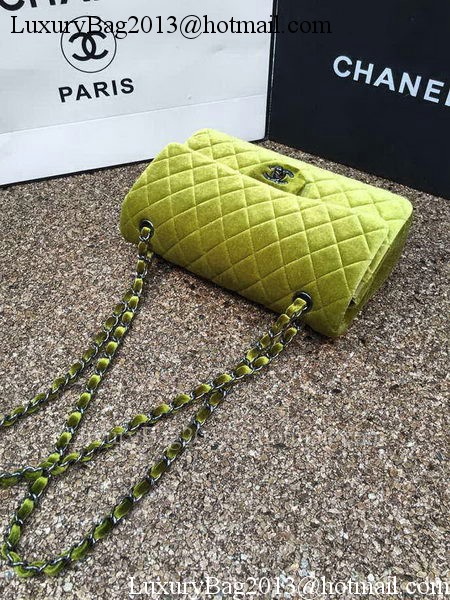 Chanel 2.55 Series Flap Bags Original Green Velvet Leather A1112 Gold