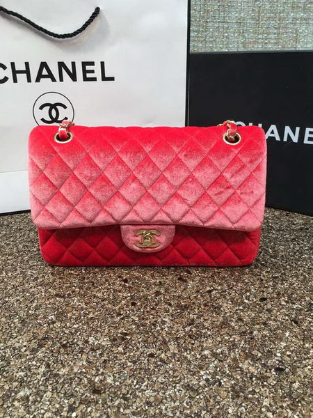 Chanel 2.55 Series Flap Bags Original Orange Velvet Leather A1112 Gold