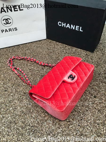 Chanel 2.55 Series Flap Bags Original Orange Velvet Leather A1112 Silver