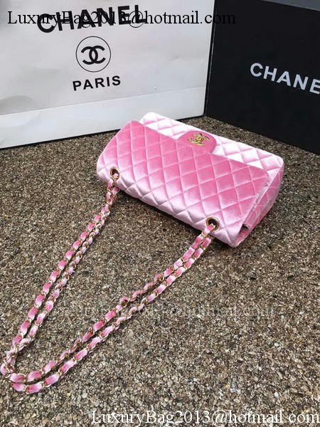 Chanel 2.55 Series Flap Bags Original Pink Velvet Leather A1112 Gold