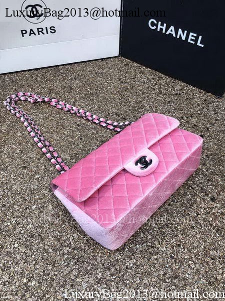 Chanel 2.55 Series Flap Bags Original Pink Velvet Leather A1112 Silver