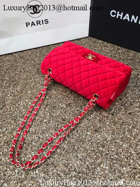 Chanel 2.55 Series Flap Bags Original Red Velvet Leather A1112 Gold