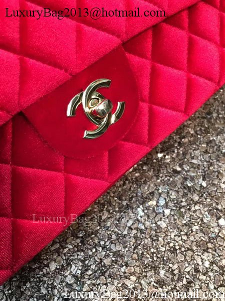 Chanel 2.55 Series Flap Bags Original Red Velvet Leather A1112 Gold