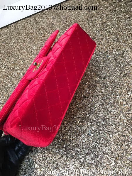 Chanel 2.55 Series Flap Bags Original Red Velvet Leather A1112 Gold