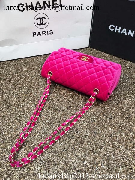 Chanel 2.55 Series Flap Bags Original Rose Velvet Leather A1112 Gold