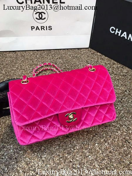 Chanel 2.55 Series Flap Bags Original Rose Velvet Leather A1112 Gold