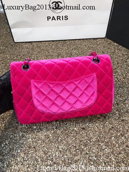 Chanel 2.55 Series Flap Bags Original Rose Velvet Leather A1112 Silver