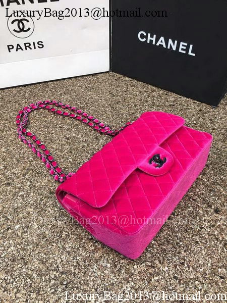 Chanel 2.55 Series Flap Bags Original Rose Velvet Leather A1112 Silver