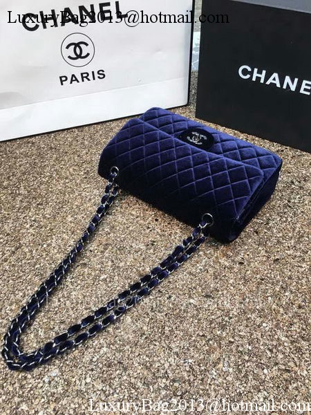 Chanel 2.55 Series Flap Bags Original Royal Velvet Leather A1112 Silver