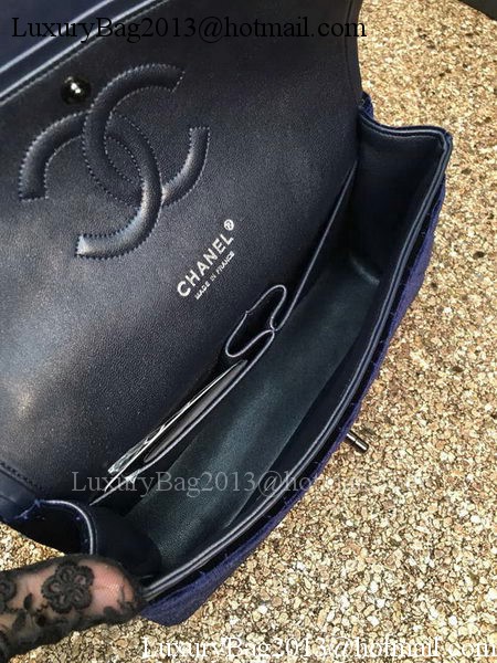 Chanel 2.55 Series Flap Bags Original Royal Velvet Leather A1112 Silver