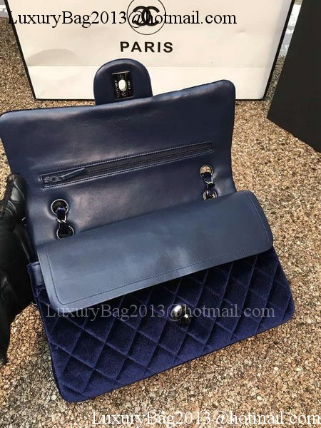 Chanel 2.55 Series Flap Bags Original Royal Velvet Leather A1112 Silver