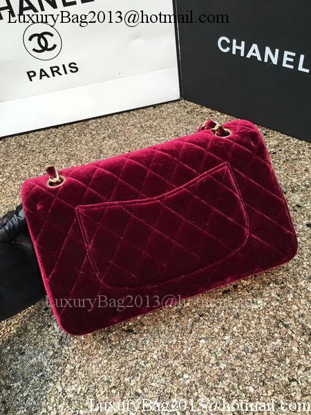 Chanel 2.55 Series Flap Bags Original Wine Velvet Leather A1112 Gold