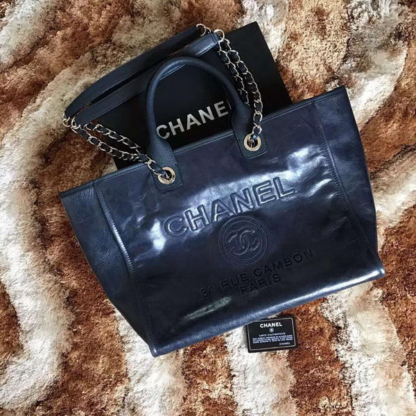 Chanel Tote Shopping Bag Original Leather A68046 Blue