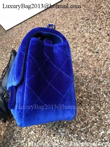 Chanel mini Classic Flap Bag Original Blue Velvet Leather A1116 Black