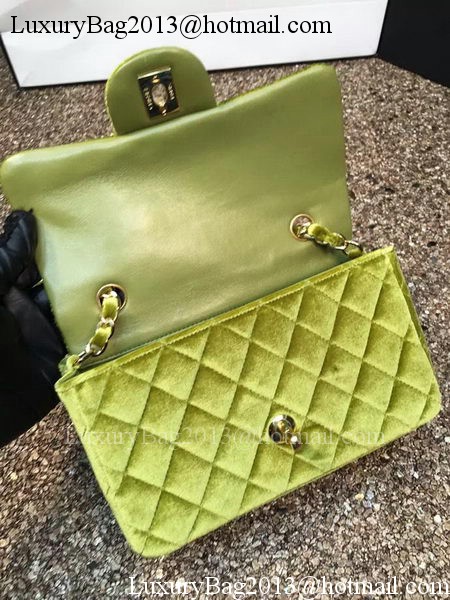 Chanel mini Classic Flap Bag Original Green Velvet Leather A1116 Gold