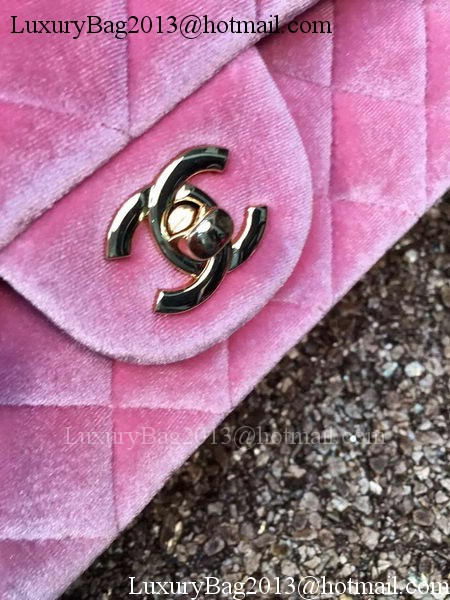 Chanel mini Classic Flap Bag Original Pink Velvet Leather A1116 Gold