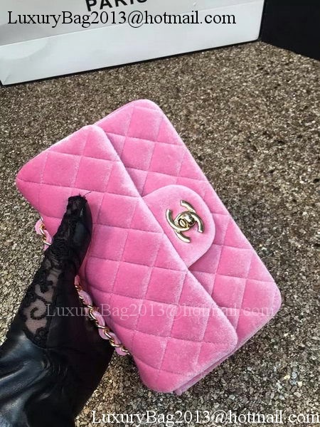 Chanel mini Classic Flap Bag Original Pink Velvet Leather A1116 Gold