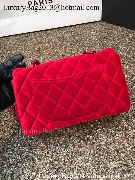 Chanel mini Classic Flap Bag Original Red Velvet Leather A1116 Black
