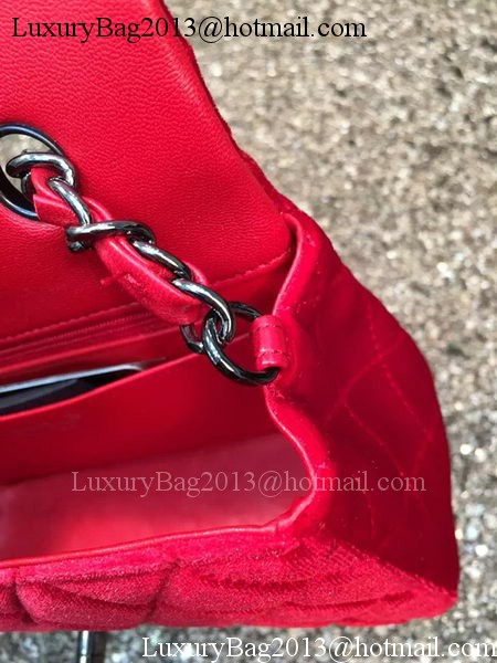 Chanel mini Classic Flap Bag Original Red Velvet Leather A1116 Black